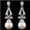 14K Gold South Sea Pearl & 1.18ctw Diamond Earring