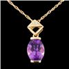 14K Gold 2.90ct Amethyst & 0.02ctw Diamond Pendant