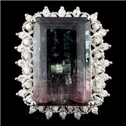 14K Gold 19.87ct Tourmaline & 0.51ctw Diamond Ring