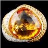 14K Gold 14.22ct Citrine & 0.27ctw Diamond Ring
