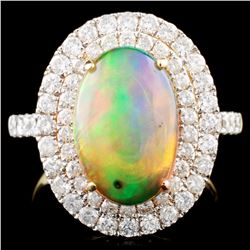 14K Gold 2.60ct Opal & 1.22ctw Diamond Ring