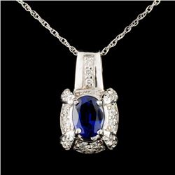 14K Gold 2.31ct Sapphire & 0.63ctw Diamond Pendant