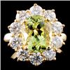 Image 1 : 14K Gold 3.01ct Beryl & 2.05ctw Diamond Ring