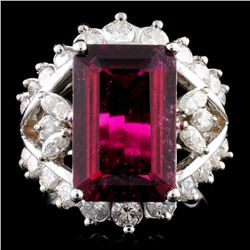 14K Gold 4.37ct Tourmaline & 1.33ctw Diamond Ring