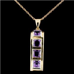 14K Gold 2.35ct Amethyst Pendant