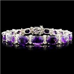 14K Gold 26.80ctw Amethyst & 1.15ctw Diamond Brace