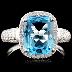 14K Gold 3.58ct Topaz & 0.51ctw Diamond Ring