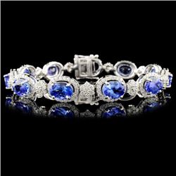 14K Gold 14.59ctw Tanzanite & 3.65ctw Diamond Brac