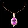 Image 2 : 14K Gold 28.58ct Kunzite & 0.78ctw Diamond Pendant