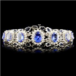 14K Gold 29.40ctw Tanzanite & 2.60ctw Diamond Brac