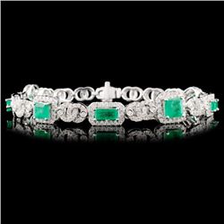 14K Gold 3.00ct Emerald & 1.73ctw Diamond Bracelet