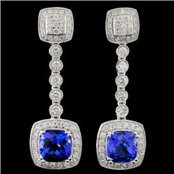 14K Gold 3.11ct Tanzanite & 0.99ct Diamond Earring