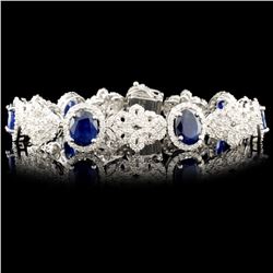 18K Gold 13.28ct Sapphire & 5.60ctw Diamond Bracel