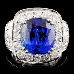 18K Gold 6.94ct Tanzanite & 2.00ctw Diamond Ring