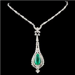 18K Gold 6.50ct Emerald & 2.74ctw Diamond Necklace