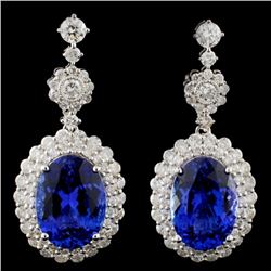 18K Gold 9.03ct Tanzanite & 2.27ct Diamond Earring