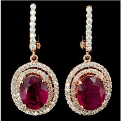 14K Rose Gold 3.91ct Ruby & 0.95ct Diamond Earring