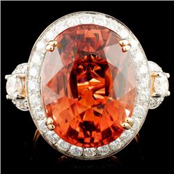 14K Rose Gold 16.14ct Tourmaline & 1.51ctw Diamond