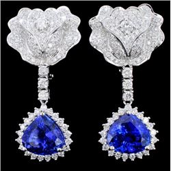 18K Gold 8.98ct Tanzanite & Diamond Earrings