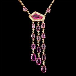 18K Gold 9.09ct Sapphire & 2.56ct Diamond Necklace