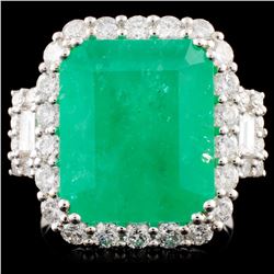 18K Gold 9.12ct Emerald & 1.75ctw Diamond Ring