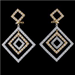 18K Two Tone 3.55ct Diamond Earrings