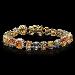 `14k Gold 26.81ct Sapphire 1.50ct Diamond Bracelet