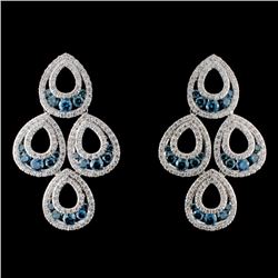 14K White Gold 4.42ctw Fancy Color Diamond Earring