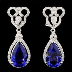 14K Gold 7.58ctw Tanzanite & 1.27ctw Diamond Earri