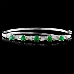 14K White Gold 1.74ct Emerald & 0.05ct Diamond Ban