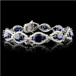 14K White Gold 14.92ct Sapphire & 3.53ctw Diamond