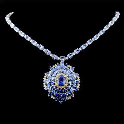 14K Gold 43.36ctw Tanzanite & 2.07ctw Diamond Neck