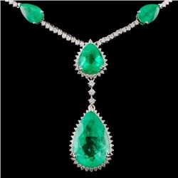 18K White Gold 25.31ct Emerald & 3.78ctw Diamond N