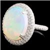 Image 2 : 14K White Gold 5.45ct Opal & 1.30ct Diamond Ring