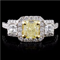 18K White Gold 1.61ctw Fancy Color Diamond Ring