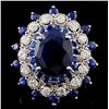 14K White Gold 7.50ct Sapphire & 1ct Diamond Ring