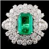 18K White Gold 1.77ct Emerald & 1.55ct Diamond Rin