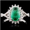 18K White Gold 1.28ct Emerald & 0.35ct Diamond Rin