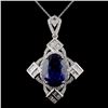 18K White Gold 12.43ct Tanzanite & 1.67ct Diamond