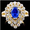 18K Y Gold 2.18ct Sapphire & 1.91ct Diamond Ring
