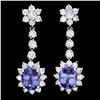 `14k Gold 3.5ct Tanzanite 2.8ct Diamond Earrings