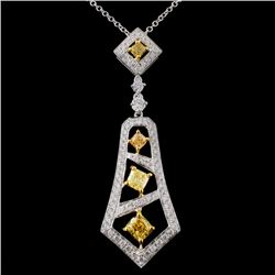 18K White Gold 1.15ctw Fancy Color Diamond Pendant