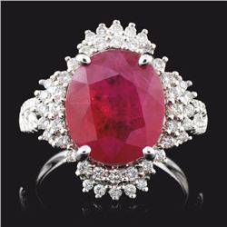18K White Gold 5.30ct Ruby & 0.52ct Diamond Ring