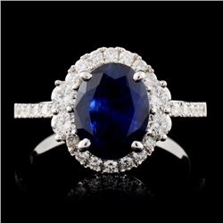 18K W Gold 1.67ct Sapphire & 0.53ct Diamond Ring