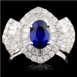 18K White Gold 1.50ct Sapphire & 1.43ct Diamond Ri