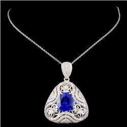 18K White Gold 4.13ct Tanzanite & 1.35ct Diamond P