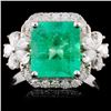 18K White Gold 2.60ct Emerald & 0.77ct Diamond Rin