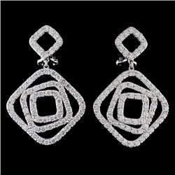 18K White Gold 3.65ct Diamond Earrings