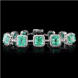 18K Gold 23.14ct Emerald & 2.98ct Diamond Bracelet