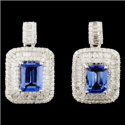 18K Gold 3.08ctw Tanzanite & 1.87ctw Diamond Earri